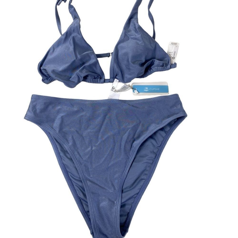 Cupshe L Blue bikini 2 piece bathing suit New!
